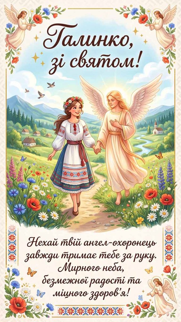 Галинко, зі святом! Нехай твій ангел-охоронець завжди тримає тебе за руку. Мирного неба, безмежної радості та міцного здоров'я!