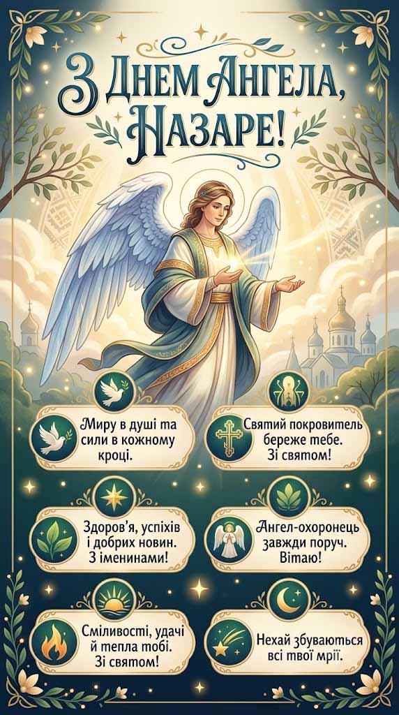З Днем ангела, Назаре! Миру в душі та сили в кожному кроці.