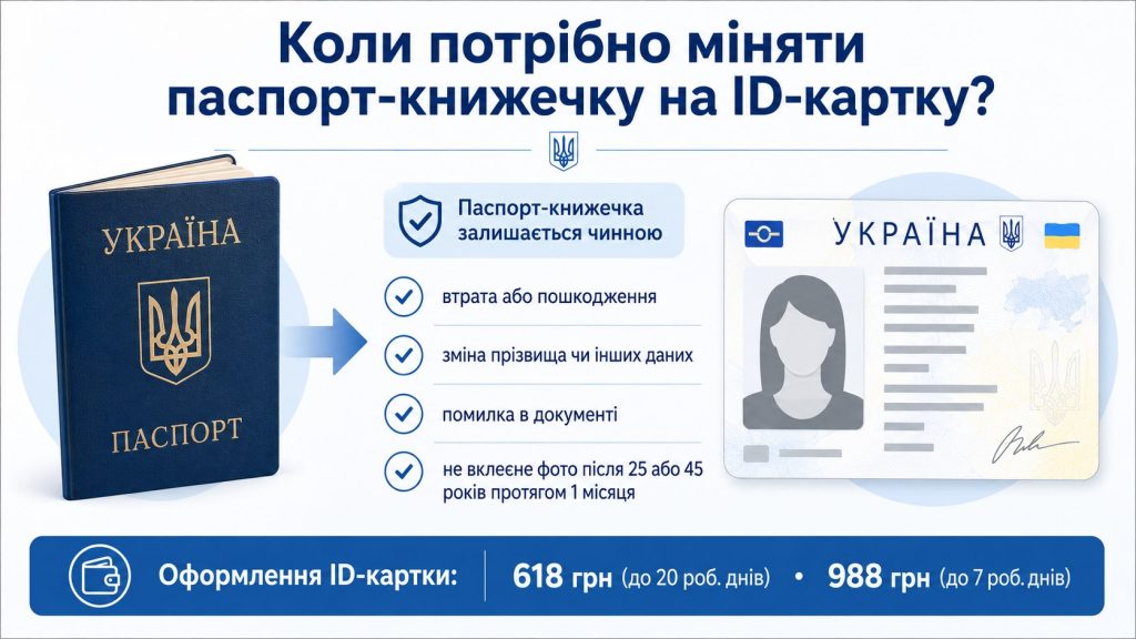 Паспорт-книжечка чи ID-картка: кому у 2026 році обов’язково потрібно замінити документ