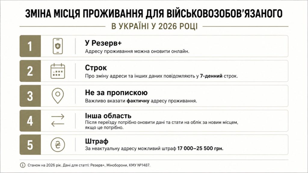 Зміна місця проживання військовозобов’язаного у 2026 році: чи потрібно йти до ТЦК