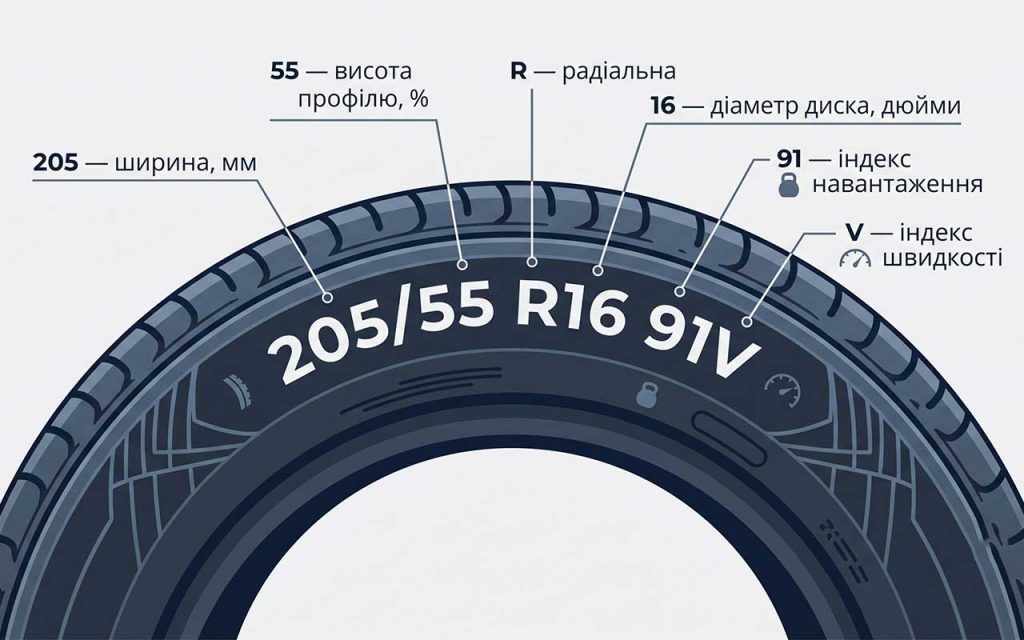 Основне маркування розміру шини