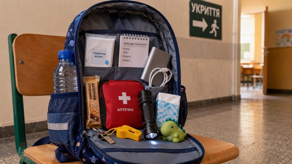 Що покласти дитині в рюкзак на випадок повітряної тривоги: компактний набір без зайвої ваги