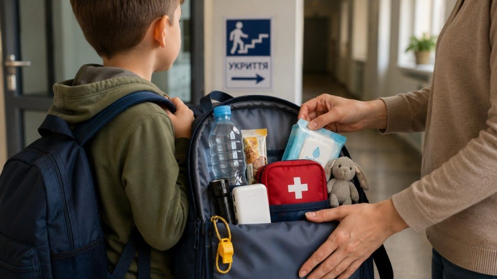 Що покласти дитині в рюкзак на випадок повітряної тривоги: компактний набір без зайвої ваги