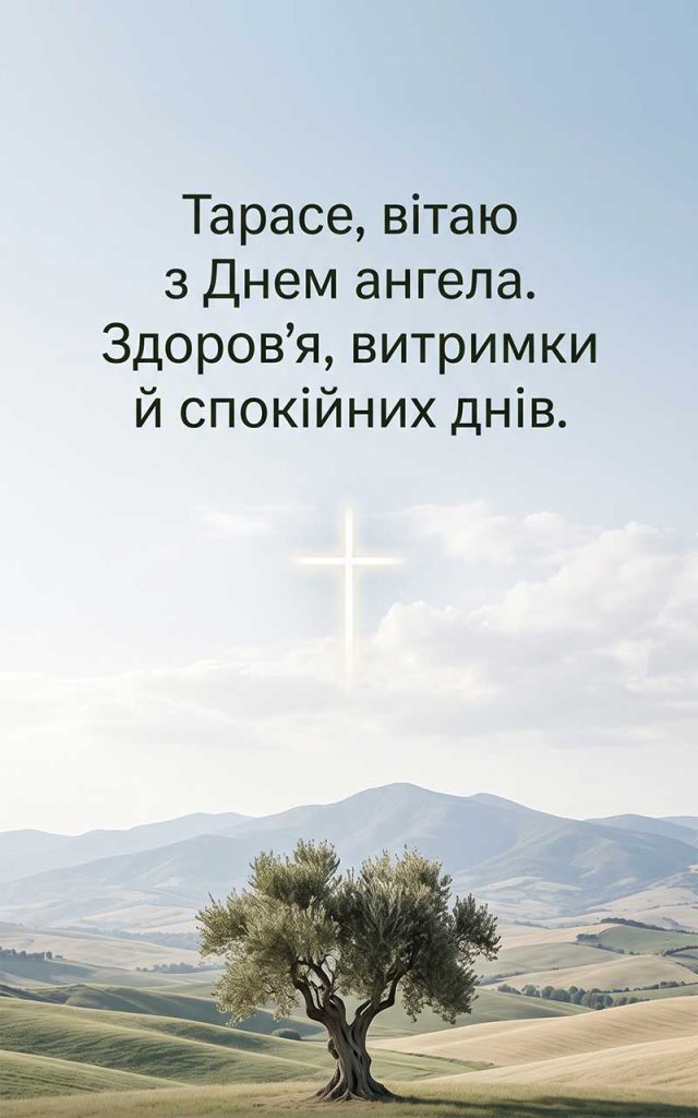Тарасе, вітаю з Днем ангела. Здоров'я, витримки й спокійних днів.
