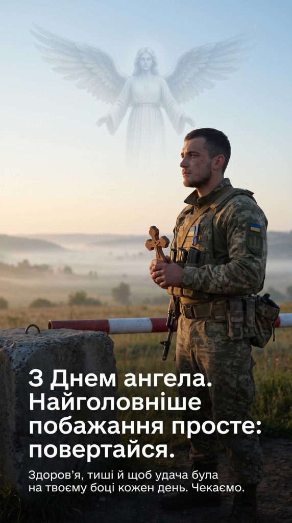 З Днем ангела. Найголовніше побажання просте: повертайся. Здоров'я, тиші й щоб удача була на твоєму боці кожен день. Чекаємо.