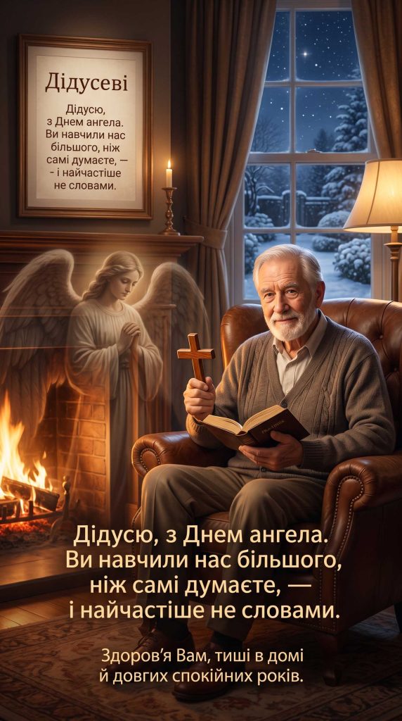Дідусю, з Днем ангела. Ви навчили нас більшого, ніж самі думаєте, — і найчастіше не словами. Здоров'я Вам, тиші в домі й довгих спокійних років.