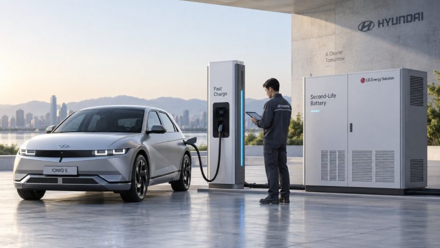 Hyundai та LG Energy Solution тестують у Кореї систему на 200 кВт·год зі списаних батарей електромобілів для швидкісних зарядних станцій. Деталі пілотного проєкту та ролі партнерів. Умови тестування.