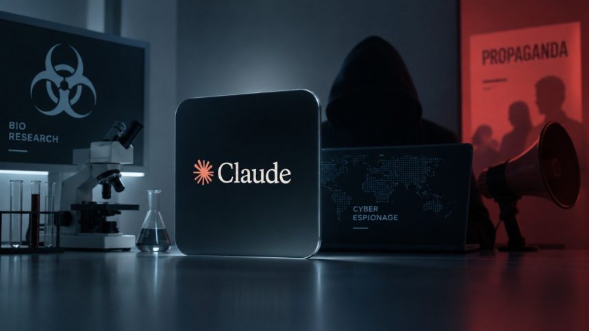 Anthropic виявила п’ять випадків потенційно небезпечного використання Claude у біологічних дослідженнях, а також операції кібершпигунства, пропаганди, стеження і шахрайства у 2026 році у світі зараз.