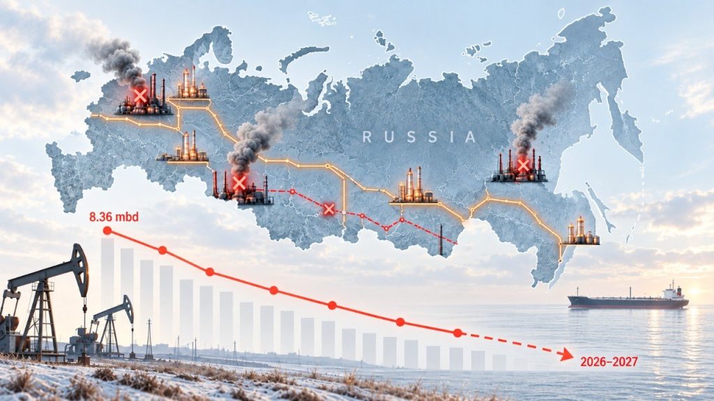 Видобуток нафти в Росії різко впав: МАЕ погіршило прогноз на 2026 і 2027 роки