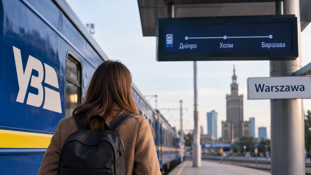 Дніпро — Варшава потягом у 2026 році: пересадка в Холмі, квитки та час у дорозі