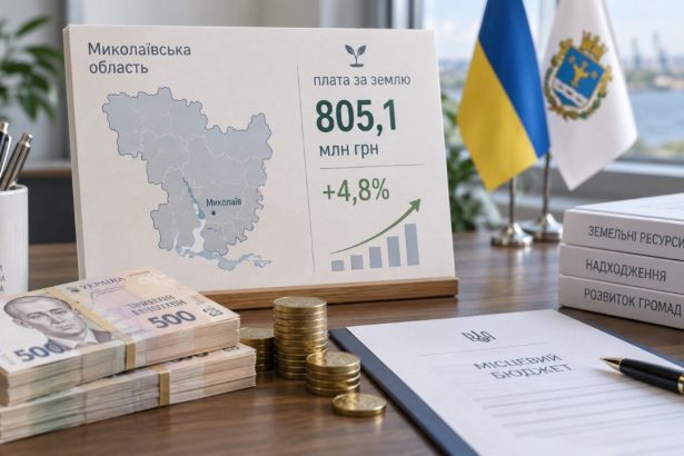 Місцеві бюджети Миколаївщини за січень–серпень 2026 року отримали 805,1 млн грн плати за землю. ДПС повідомила про зростання на 4,8% та нагадала строки сплати земельного податку фізособами.
