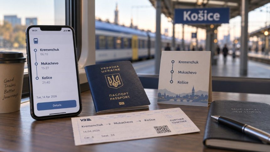 Кременчук — Кошице поїздом у 2026 році: маршрут через Мукачево, розклад №132 і R 965, час пересадки, ціни квитків, де купити онлайн та що врахувати перед поїздкою до Словаччини.