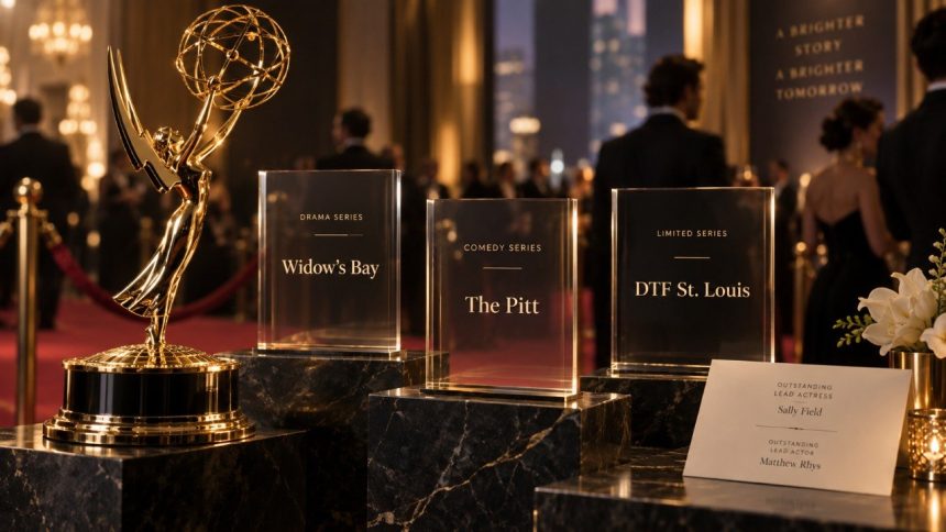 Переможці Emmy-2026: The Pitt став найкращою драмою, Widow’s Bay — комедією, DTF St. Louis — мінісеріалом. Головні акторські нагороди, рекорди та факти церемонії у Лос-Анджелесі. Хто здобув нагороди.