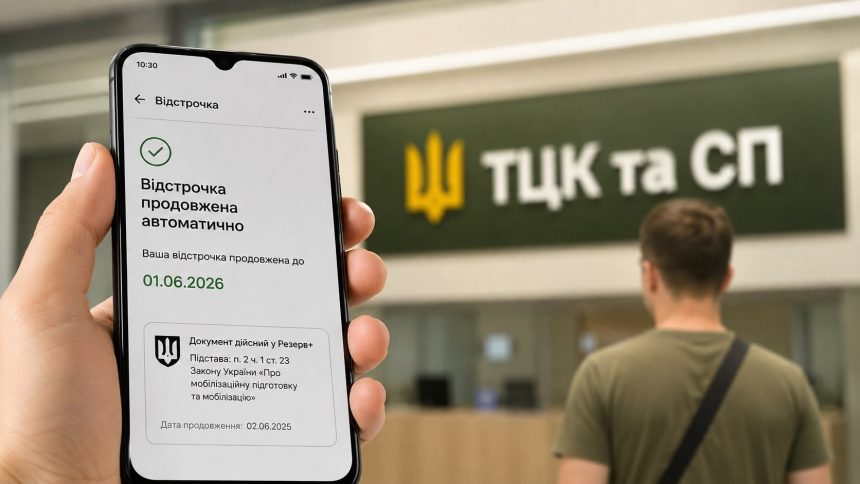 Автоматичне продовження відстрочки у 2026 році: кому не треба йти до ТЦК, як перевірити статус у Резерв+ і які дані в реєстрах мають бути актуальними для продовження відстрочки без заяв і черг.